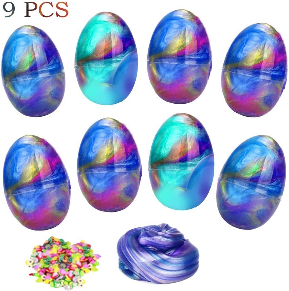 9 Pack Slime Eggs Easter Egg Slime Putty Stress Relief Toy for Kids Boys Girl Easter Basket Stuffers Fillers Gifts