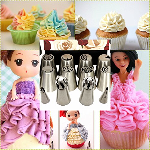 K&S Artisan Russian Piping Tips 77 pcs GENUINE 42 Icing Nozzles Pro Flower Frosting tips 31 Pastry Bags 2 Sphere Ball Tips + Ebook User Guide - Best Russian Cake Decorating Tips Gift Box