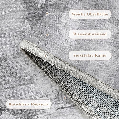 PureCozy Carpet Living Room 240 x 300 cm Light Grey Large Carpets Living Room Non-Slip Washable Washing Machine Modern Abstract Room Carpet, Living Room, Dining Room, Bedroom, Foot Bed, Short Hair