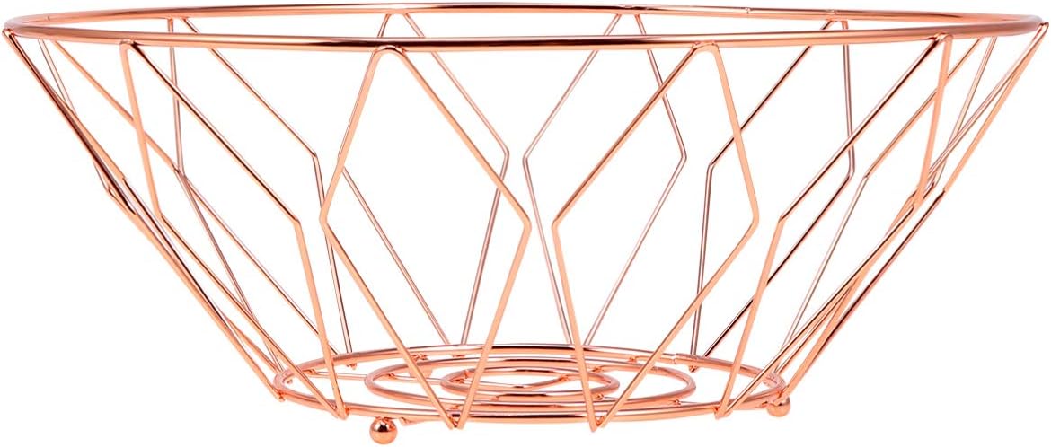 Garneck Metal Wire Fruit Basket Iron Round Storage Baskets Decorative Fruit Bowl for Bread Fruit Snacks Candy Households Items Rose Gold - Image 5