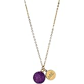Sorority Shop DPE Necklace - Delta Phi Epsilon Purple Druzy Gemstone Necklace With Engraved Pendant – 14K Gold Dipped Jewelry with Purple Gemstone – Sorority Gift, Charm Paraphernalia