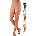 Made in USA - Sheer Compression Tights for Women 20-30mmHg - Graduated Compression Pantyhose for Varicose Veins Circulation during Pregnancy, Nursing - Beige, Large - A207BE3