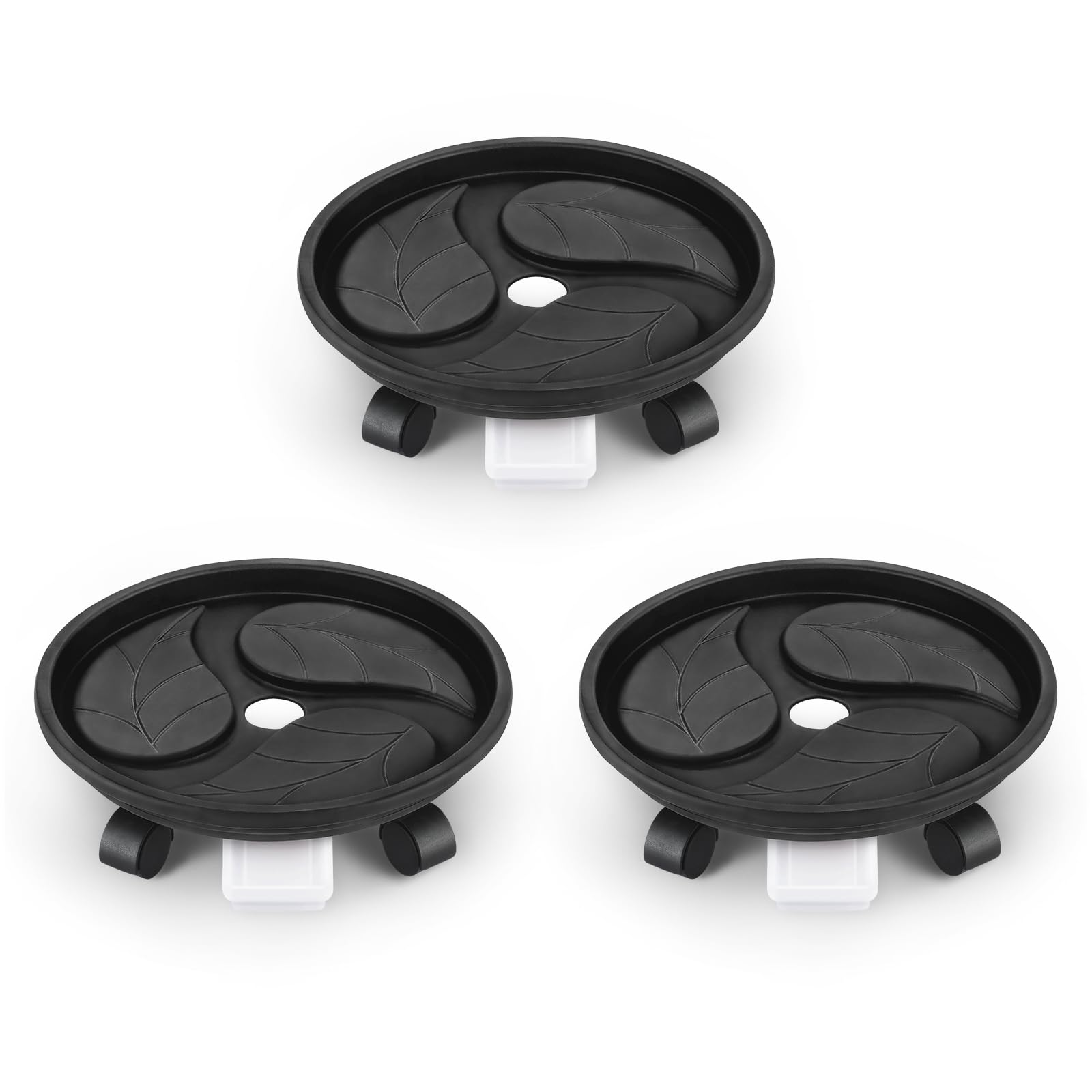 Photo 1 of Looca Plant Caddy with Wheels and Drainage Tray, 13”Rolling Plant Stand Flower Pot Mover, Planter Caddies Round Plant Dolly for Heavy Duty Planter, 3 Pack, Bearing 120 lbs (Black)