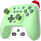 SZYUYU Switch Controller for Switch 2,Switch Pro Controller for Switch/OLED/Lite/PC with 7 Colors LED Light/3-level TURBO Adjustable,4-Speed Dual Vibration,Support Wake Up and Gyro Axis Motion