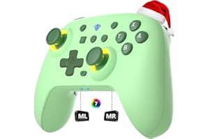 SZYUYU Switch Controller for Switch 2,Switch Pro Controller for Switch/OLED/Lite/PC with 7 Colors LED Light/3-level TURBO Adjustable,4-Speed Dual Vibration,Support Wake Up and Gyro Axis Motion