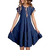 blibean Girls Summer Boho Sun Dress Tween Ruffles Tiered Dresses Size 6-15 Years