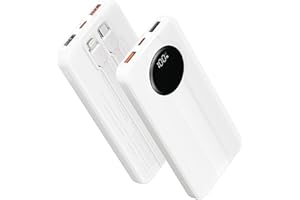 Aioneus Power Bank, 10000mAh Portable Charger with Built in Cables Fast Charging 22.5W USB-C in/Out Slim Travel PowerBank Battery Pack for iPhone 16 15 14 13 12 Samsung Galaxy S24 A15 Android Phone