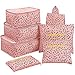 Luggage Cubes,Mossio 7 Pack Lightweight Toiletry Organizer Space Saver Travel Accessories Pink Leopard primary