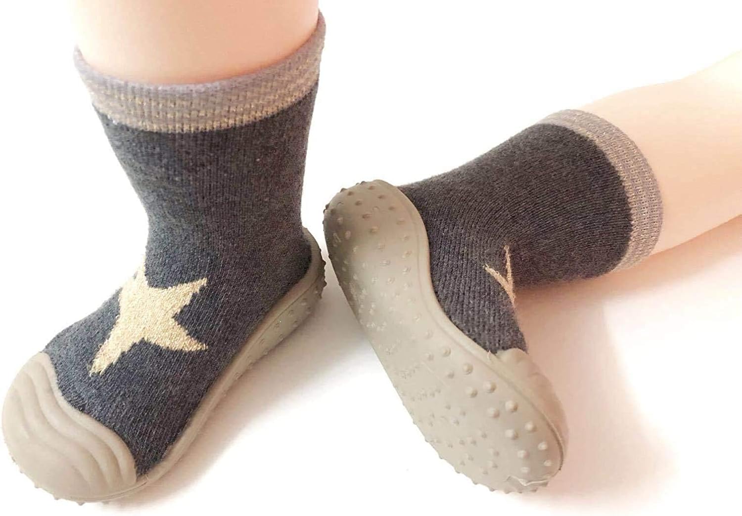  | HOWELL Baby Toddler Sock Shoes Infant Soft Rubber Sole Shoes Breathable Cotton First Walking Shoes Anti-Slip for Kids Baby Girls Boys | Slippers