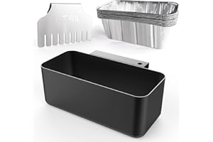 RUSFOL 3-in-1 Grease Catcher Pan with Stainless Steel Mesh Screen Grease Gate and 10 Pcs Aluminum Drip Pans Liner for 28"/36 Blackstone Griddles, Free from Drill&Easy Install BBQ Accessories