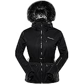 ALPINE PRO Lady's PTX Waterproof Windproof Thermal 3-Layer Hooded Ski Jacket for Sonwsports Snowboarding Skiing