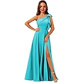 Augday One Shoulder Junior Bridesmaid Dresses with Bow Satin Flower Girl Dress Formal Wedding Birthday Party Gown