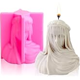 Veiled Lady Candle Mold, Silicone Veiled Female Bust Veiled Lady Bust Veiled Maiden Bust Sculpture Statue Mold DIY Candle Hand Soap Making Mold Resin Molds Clay Plaster Craft Mould (S)