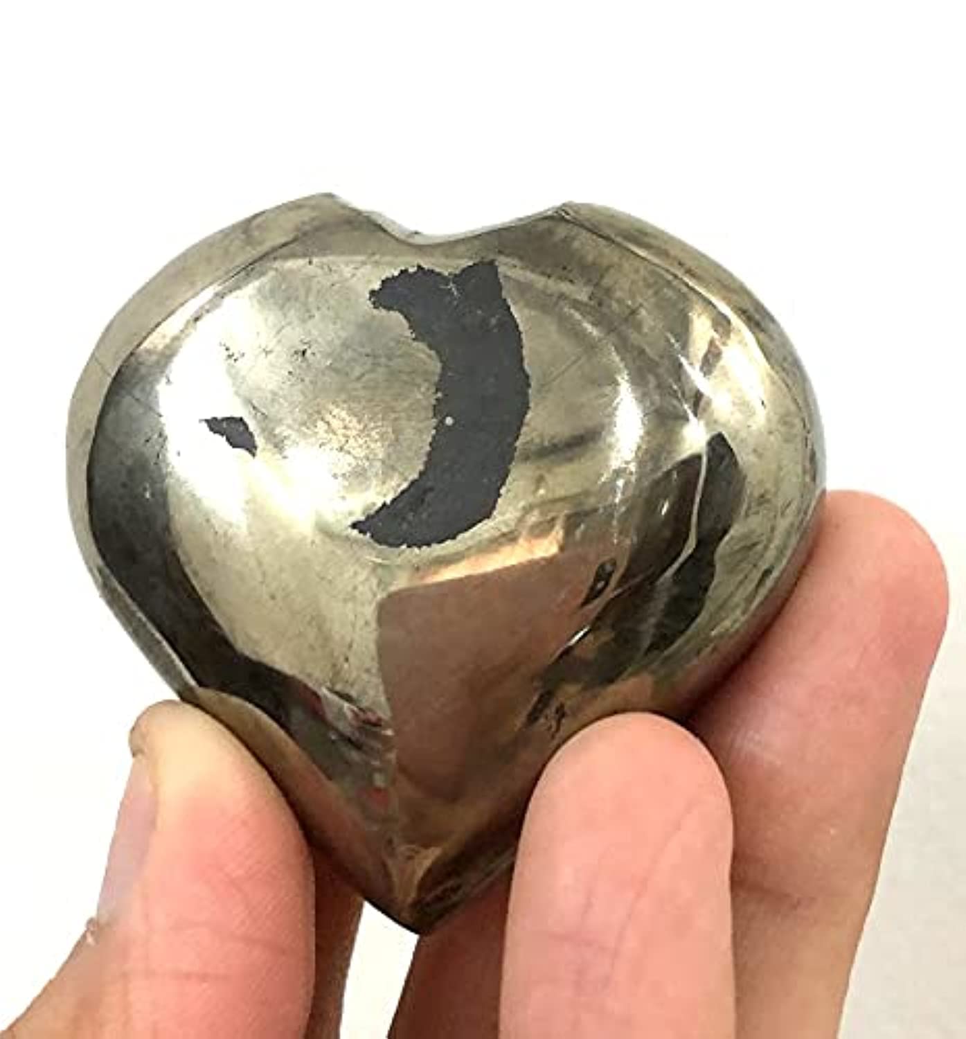 crystalmiracle Golden Pyrite Heart Shape Rock Crystal Healing FOOL'S Gold Gemstone Reiki FENG Shui Gift Handcrafted