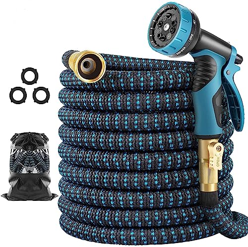 150 ft Expandable Garden Hose - All New 2026 Retractable Water Hose with 3/4" Solid Brass Fittings, Extra Strength Fabric - Flexible Expanding Hose with 10 Pattern Spray Nozzle