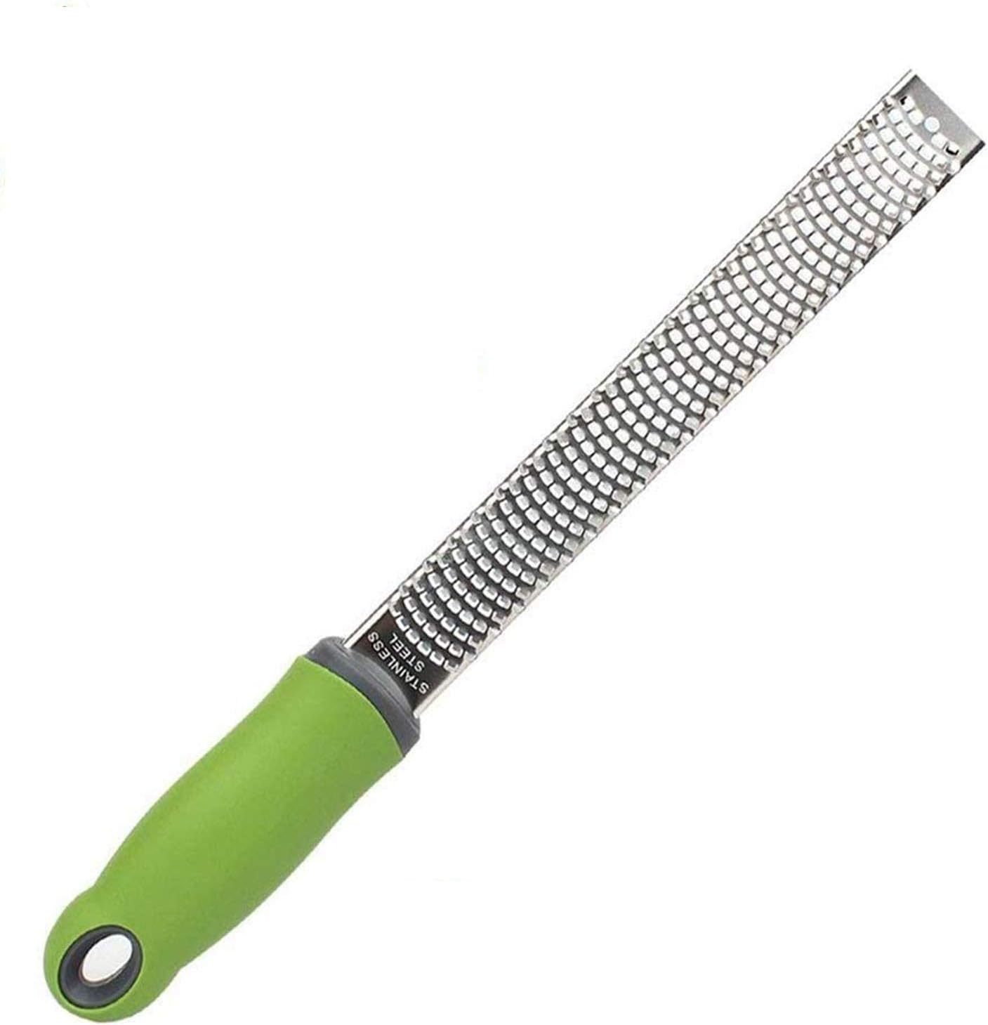 GTmart Kitchen Lemon Zester- Stainless Steel Cheese Grater with Safety Cover and Green Ergonomic Handle for Lime, Citrus, Garlic, Nuts, Orange, Chocolate, Ginger, Nutmeg, Cucumber