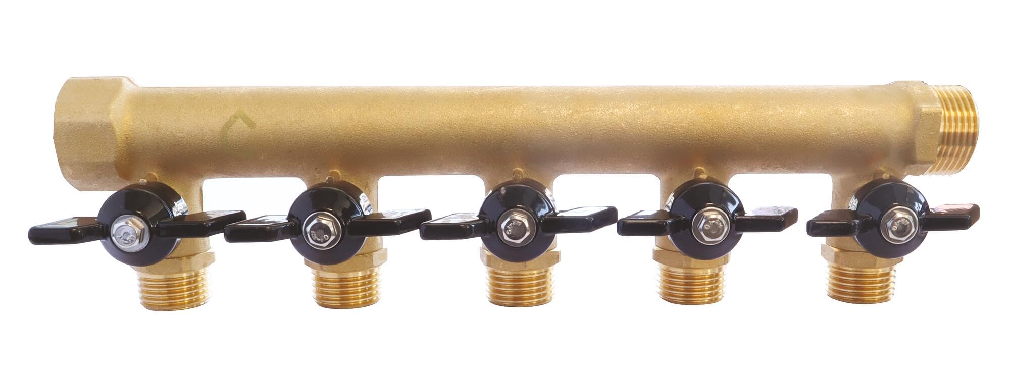 SOMATHERM FOR YOU 3540730010414 Mini Valve Distributor 5S DIY 20/27 Brass Distributor with Integrated Valves 5 Outputs Male 15/21-20/27 Female Input Output Buck, None