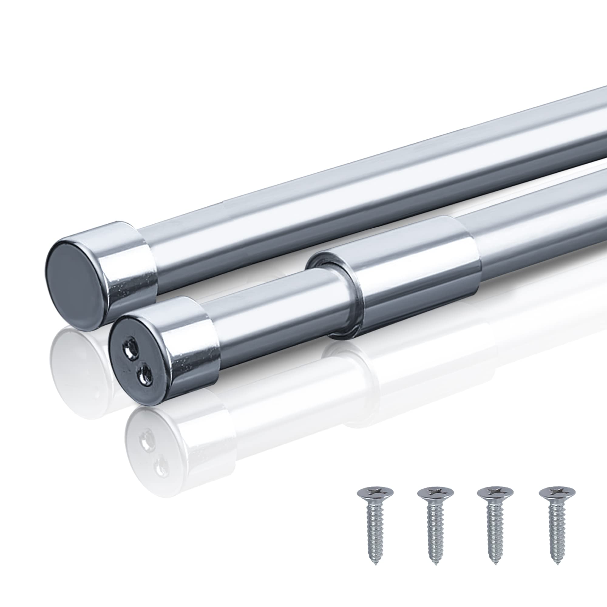 Wardrobe Rail Extendable, Clothes Rail Pole for Bedroom, Stainless Steel Wardrobe Rails for Clothes with Flange Base and Screws