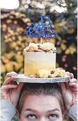 Pargleev 13th Glittery Royal Birthday Cake Topper with Stars Blue view 6