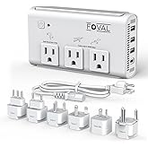 220V to 110V Travel Voltage Converter, FOVAL 2000W Power Converter for Hair Dryer, Straightener/Curling Iron with 4-Port USB (1 USB C), Step Down Transformer for US/EU/UK/AU/SA/Italy/India