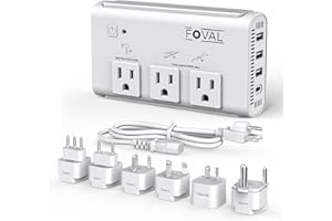 220V to 110V Travel Voltage Converter, FOVAL 2000W Power Converter for Hair Dryer, Straightener/Curling Iron with 4-Port USB (1 USB C), Step Down Transformer for US/EU/UK/AU/SA/Italy/India