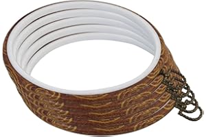 GUOFA 5 Pieces 8 Inch Round Embroidery Hoops, Imitated Wood Embroidery Hoop Frames for Display, Durable Cross Stitch Hoop for Hand Embroidery, Fabric Painting & Home Decorations