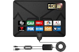 HOPGDD Indoor TV Antenna: 4K 1080p HD Full-Channel Coverage, Built-in Signal Amplifier + 16.5 feet (Approximately 4.9 Meters) coaxial HD Cable, Receiving Distance up to 250 Miles, Digital HD Indoor Antenna.