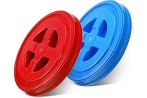 Quzzil 2 Pieces Seal Lids Bucket Seal Lid 5 Gallon Screw Top Lids for Plastic Bucket Compatible with Gamma (Red, Blue)