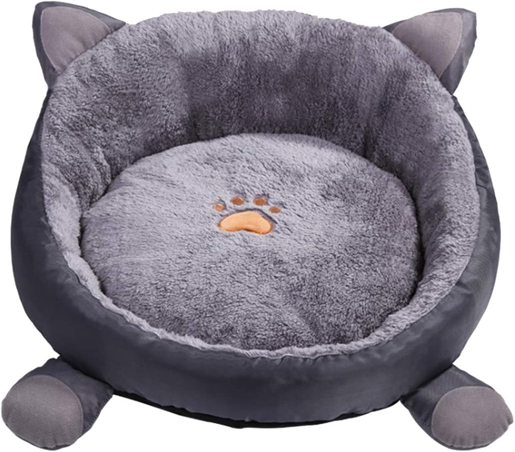 Authda Soft Plush Pet Bed for Small Dogs Cats Washable Warm Basket Bed Cushion Removable Plus Velvet Thickening Pet Bed Four Seasons Universal (Grey, M)
