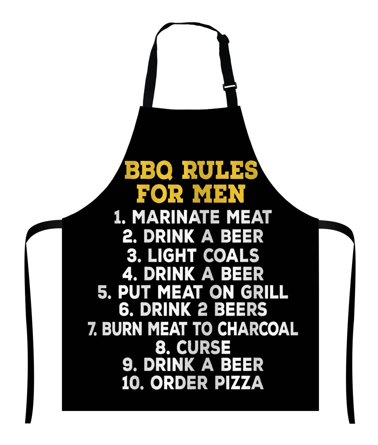 Wasach Barbeque Rules For Men BBQ Cooking Funny Novelty Apron,Adjustable Neck Bib for Men Women,Suitable for Kitchen Cooking Waitress Chef