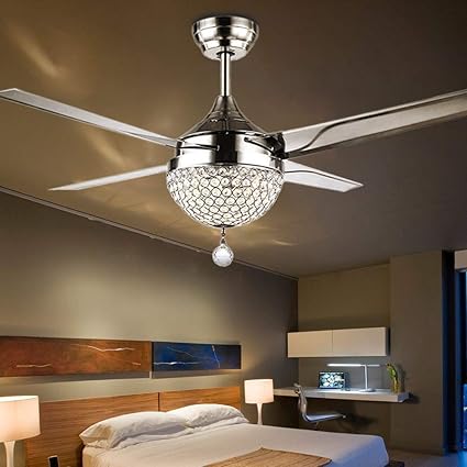 Orillon 44 Inches Brushed Nickel Ceiling Fan With Light Low