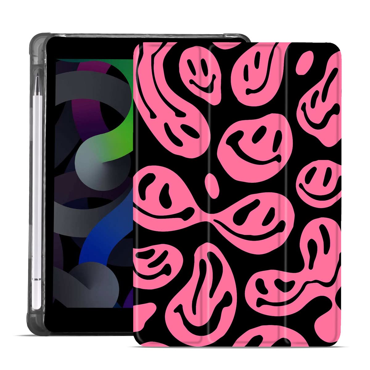 MAYCARI Aesthetic Funny Face iPad Case 2018/2017 9.7 Inch 5th/6th Generation, Cute With Pencil Holder, Auto Sleep/Wake, Soft TPU Back Protective for Girls Women Men