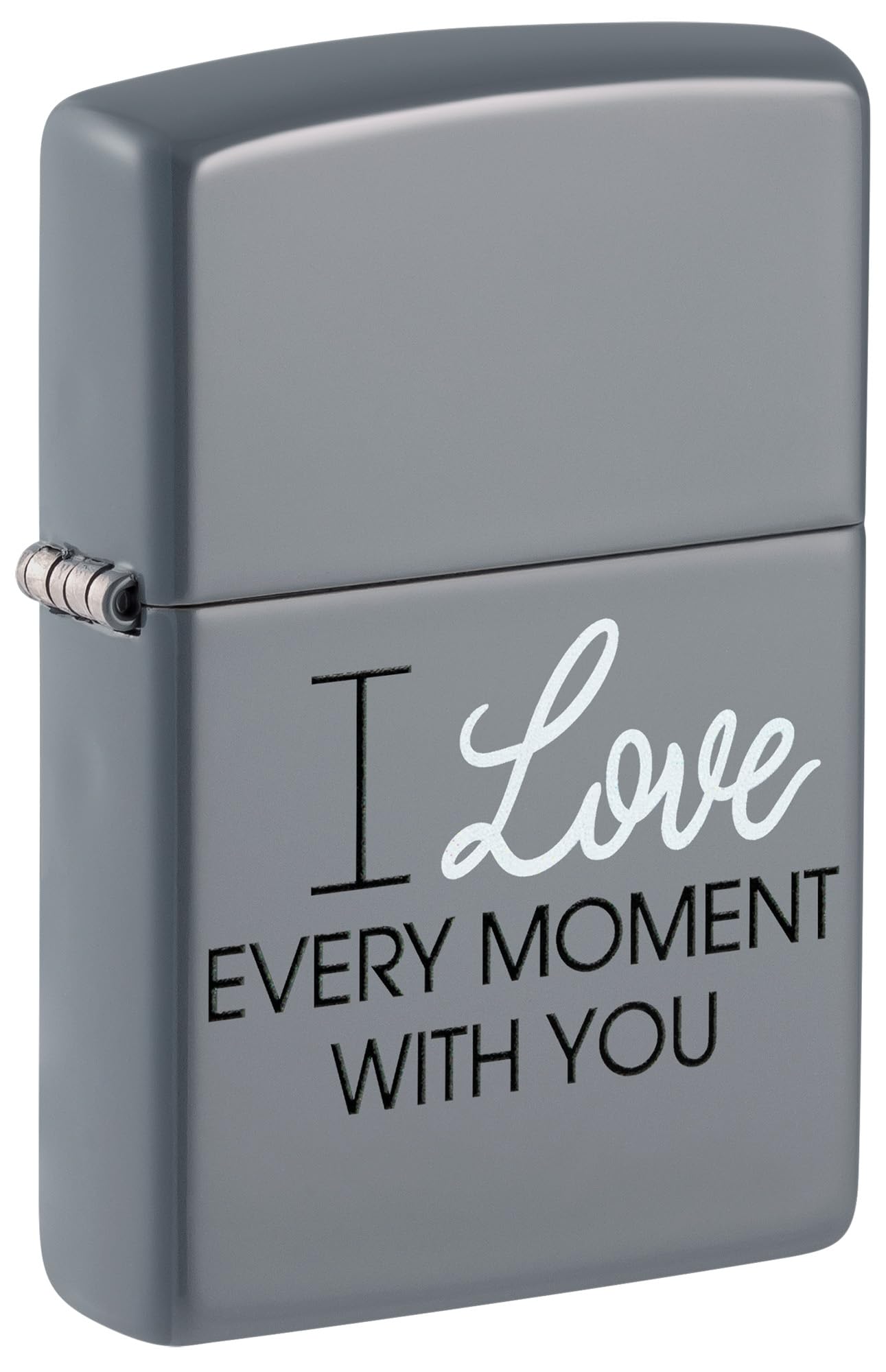 Zippo Windproof Lighter - Love Every Moment - Street Chrome, Colour Image - Refillable for Lifetime Use - Adjustable Flame - Gift Box - Metal - Made in USA