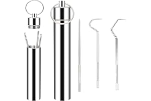 Anglecai 3 Pieces 2 Set Metal Toothpicks Kit, Reusable Toothpick Holder Portable Stainless Steel Keychain Teeth Cleaning Tools for Outdoor Travel Camping (Silver)