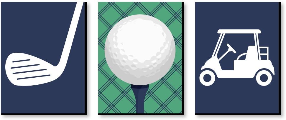 Big Dot of Happiness Par-Tee Time - Golf - Sports Themed Nursery Wall Art, Kids Room Decor and Game Room Home Decorations - Gift Ideas - 7.5 x 10 inches - Set of 3 Prints