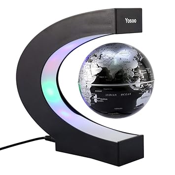 Yosoo C shape Decoration Magnetic Levitation Floating Globe World Map LED Light - Christmas Gift