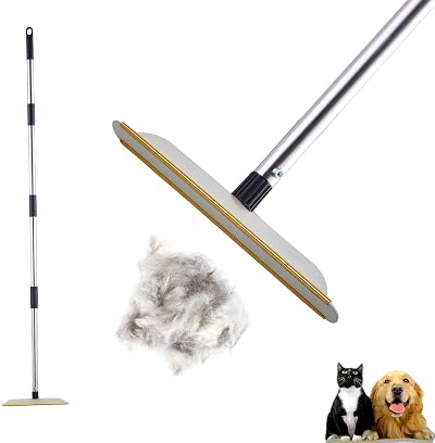 PIMEKOY Carpet Rake Pet Hair Removal 60in with 26cm Blade Copper Teeth