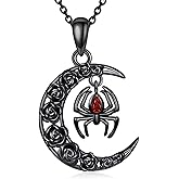 JBAERD Spider Necklace Sterling Silver Spider Pendant Gothic Jewelry Gift for Women Men