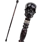 Black Creative Devil Skull Wooden Fashion Walking Stick Decorative Cospaly Wood Walking Cane Halloween Mace Wand Crosier 93cm