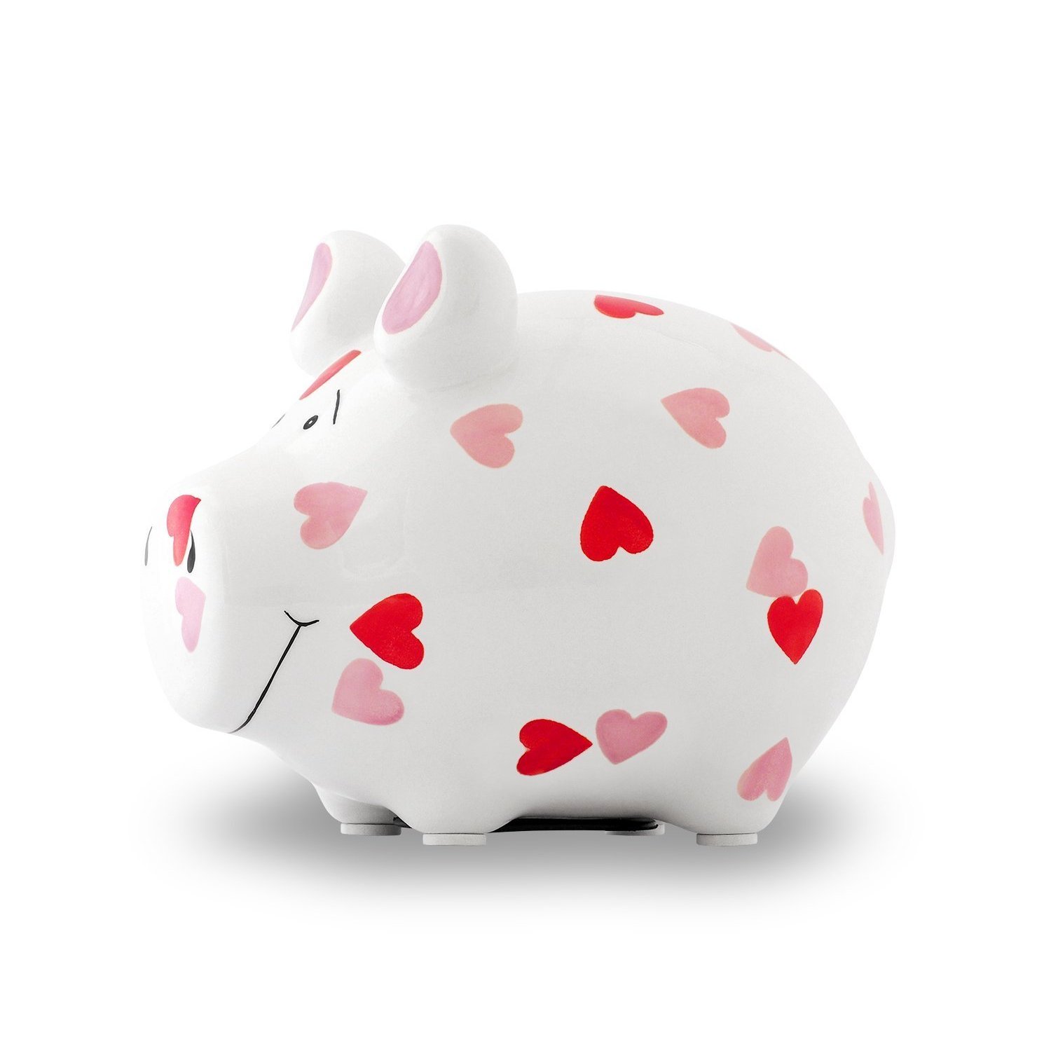 KCG Piggy Bank with Heart Design White Small