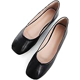 SAILING LU Womens Square Toe Ballet Flats Comfortable Solid Color Soft Flats Casual Work Shoes Dressy Slip-ons Loafers