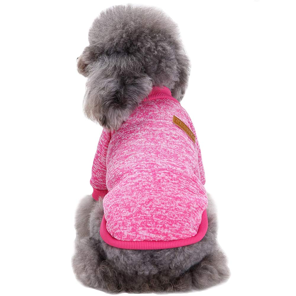 Pet Dog Classic Knitwear Sweater Warm Winter Puppy Pet Coat Soft Sweater Clothing for Small Dogs (XXS, Rose)
