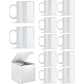 ABBSH Sublimation Mugs, Sublimation White Coffee Mugs Tazas Para Sublimacion Blank 11 OZ With Box for for Coffee, Soup, Tea, Milk, Latte, Hot Cocoa Set of 12