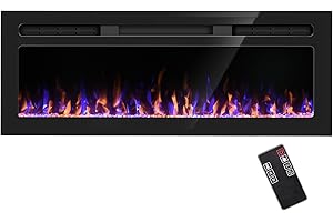 Hocookeper 50" Electric Fireplace in-Wall Recessed and Wall Mounted Electric Fireplace, Linear Fireplace Heater with Adjustable Flame Color,Timer,Remote Control,Touch Screen,750/1500W