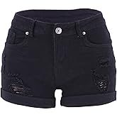 KQTFT Women Ripped Jean Shorts Stretchy Distressed Denim Shorts with Pockets
