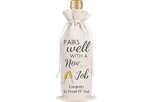 Wxiben New Job Wine Gifts Bag - Going Away Gifts for Friends New Job Gift for Women Men New Beginnings Gifts Pairs Well With a New Job Wine Bag Goodbye Farewell Gift for Friend Coworker Employees