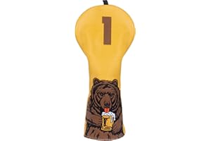 LZFAN Golf Club Head Cover Golf Head Cover Driver Headcover Fairway Wood Headcover Hybrid Club Head Cover Golf Blade Mallet Putter Cover Beer Bear