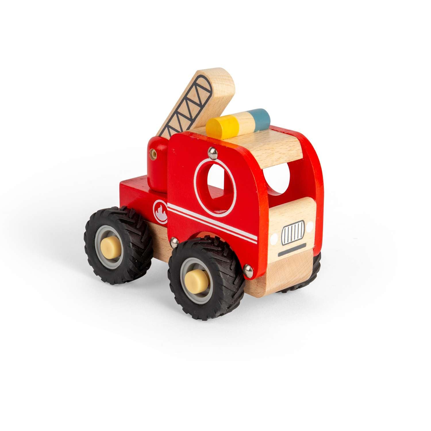 Bigjigs Toys Mini Fire Truck - Red Wooden Fire Engine, Small Emergency Service Vehicle, Kids Fireman Engines, Gifts For Toddlers, Age 12+ Months — image 1