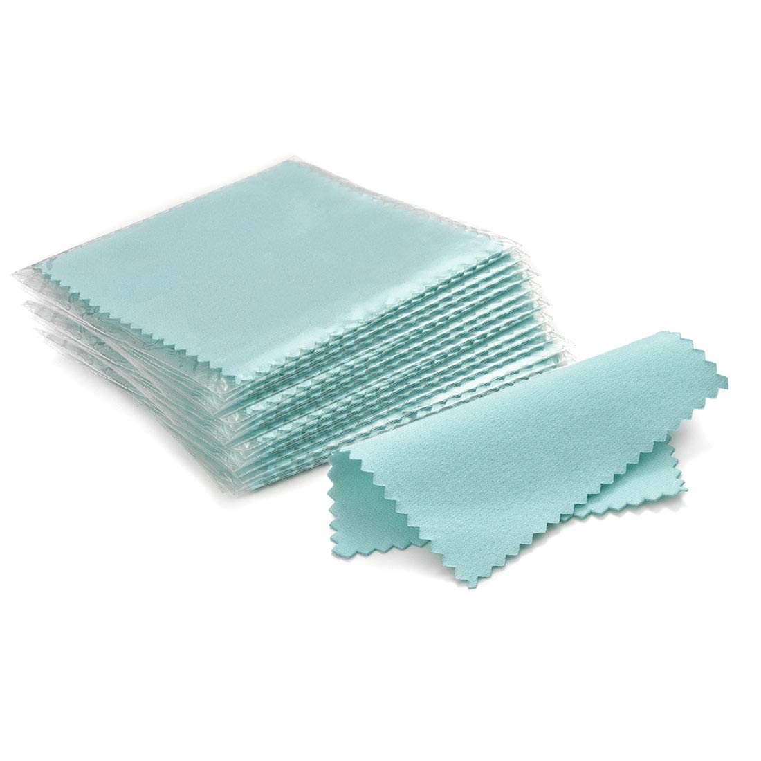 SEVENWELL 50pcs Jewelry Cleaning Cloth Mediumturquoise Polishing Cloth for Sterling Silver Gold Platinum Small Silver Polish 8x8cm