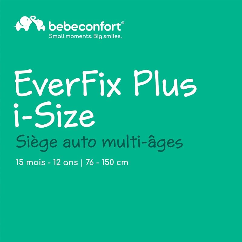 EverFix Plus i-Size, Siège Auto Évolutif, 76–150 cm, Full Black